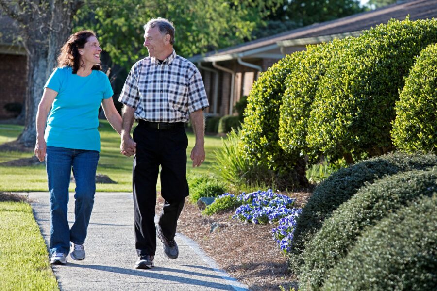 Senior couple walking